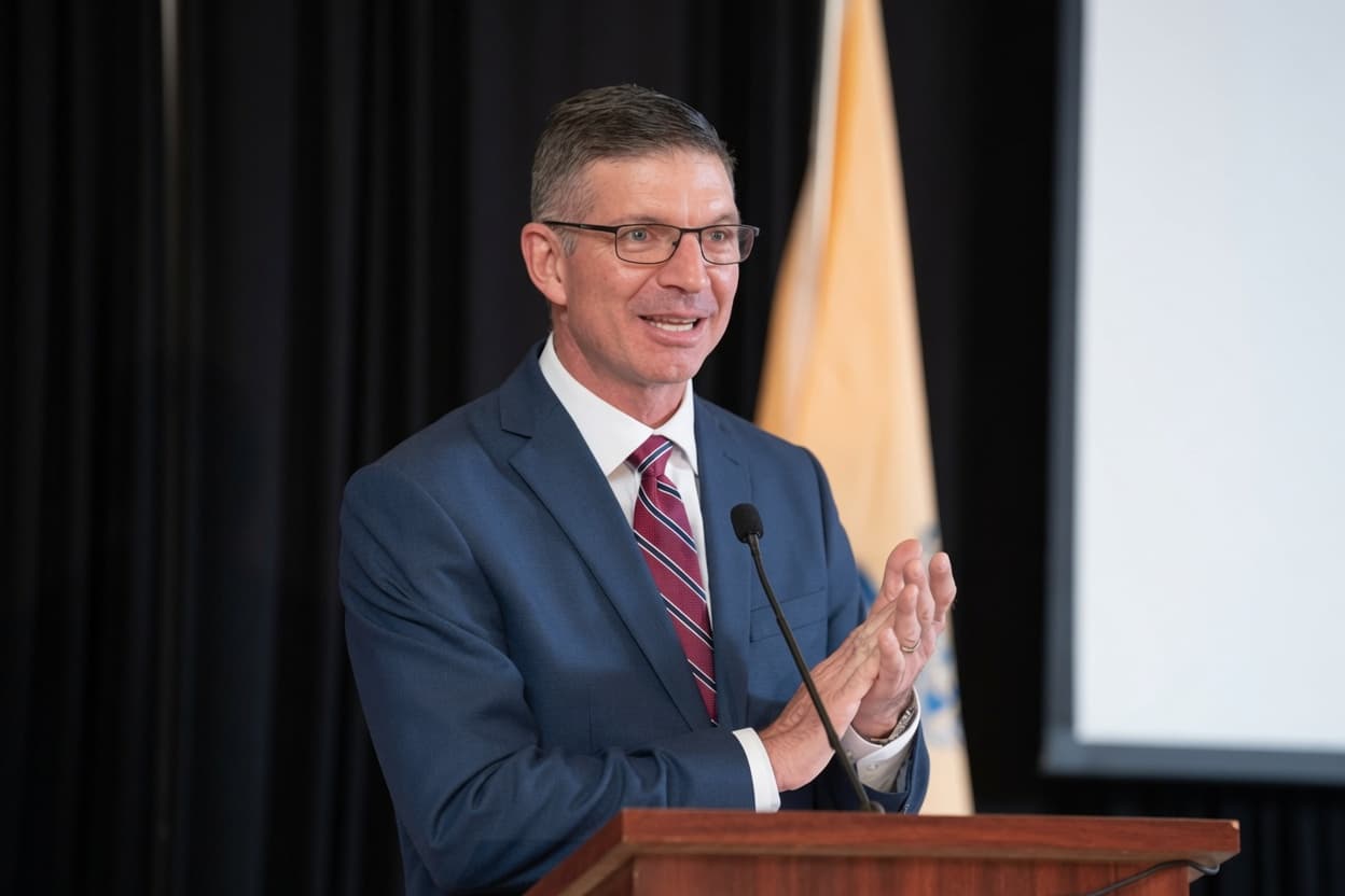 Industry professional speaking at a podium