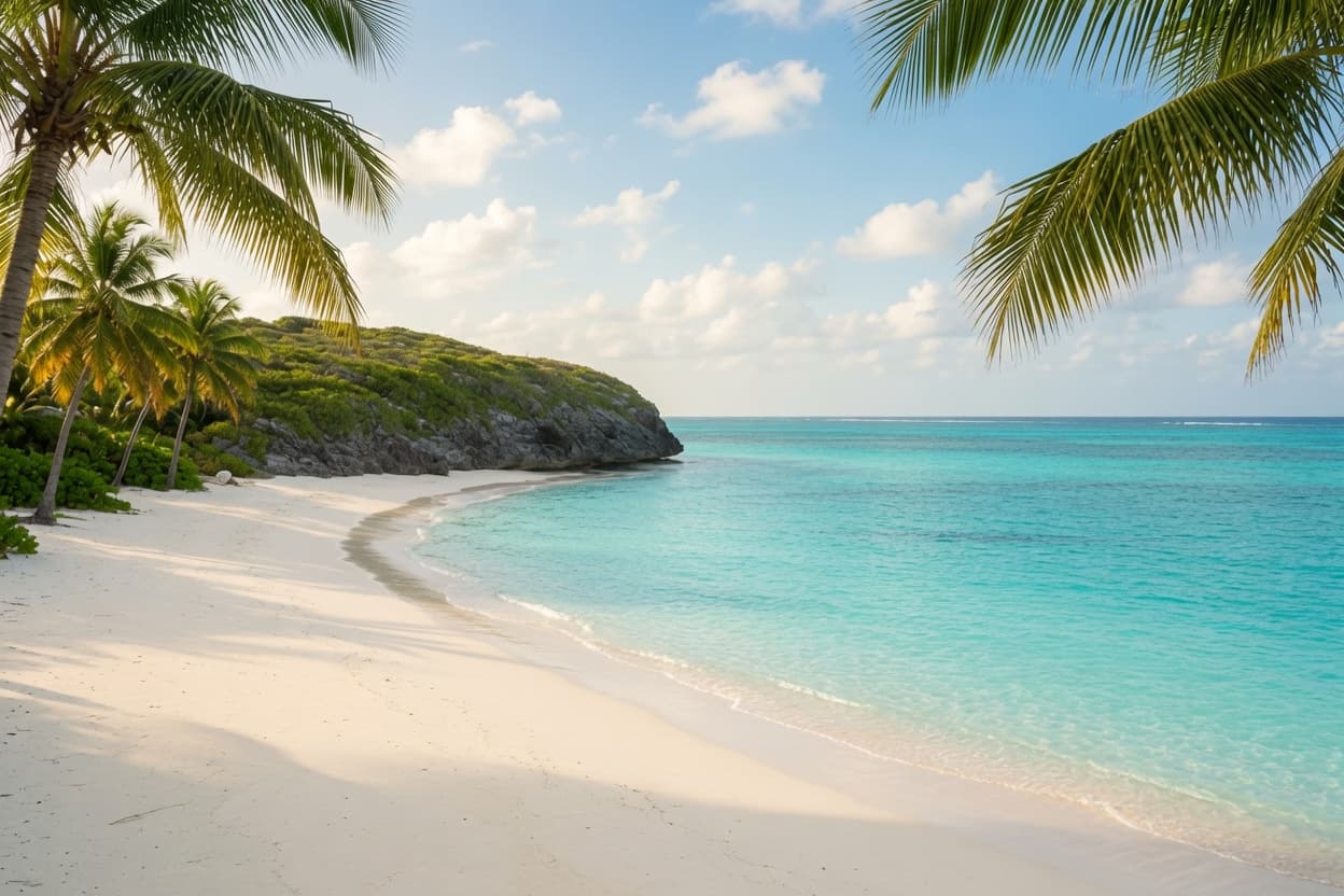 Secluded tropical beach and turquoise water